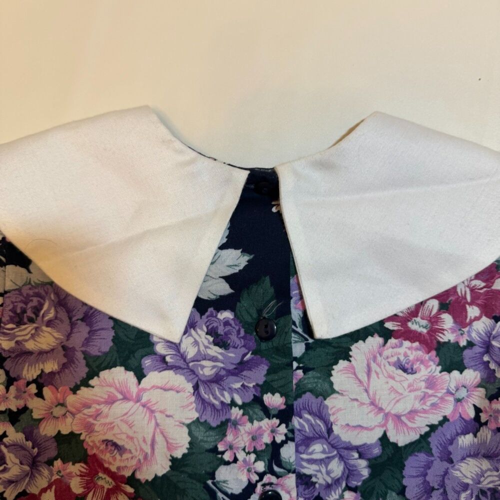 Vintage 90s Bonnie Jean Floral Sailor Collar Dress - Girls Size 4T